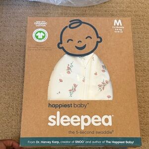 sleepea Floral Organic Cotton Sleep Sack - Cream with Pink Floral (M)